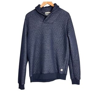 Marine Layer Sweater Mens Medium Shawl Collar Quilted Pullover Navy Blue
